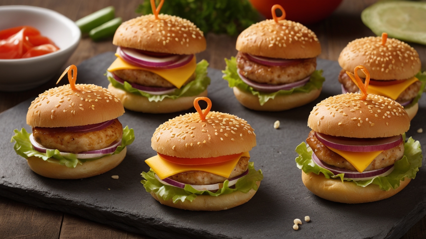 Mini hamburguesas de pollo con caras divertidas