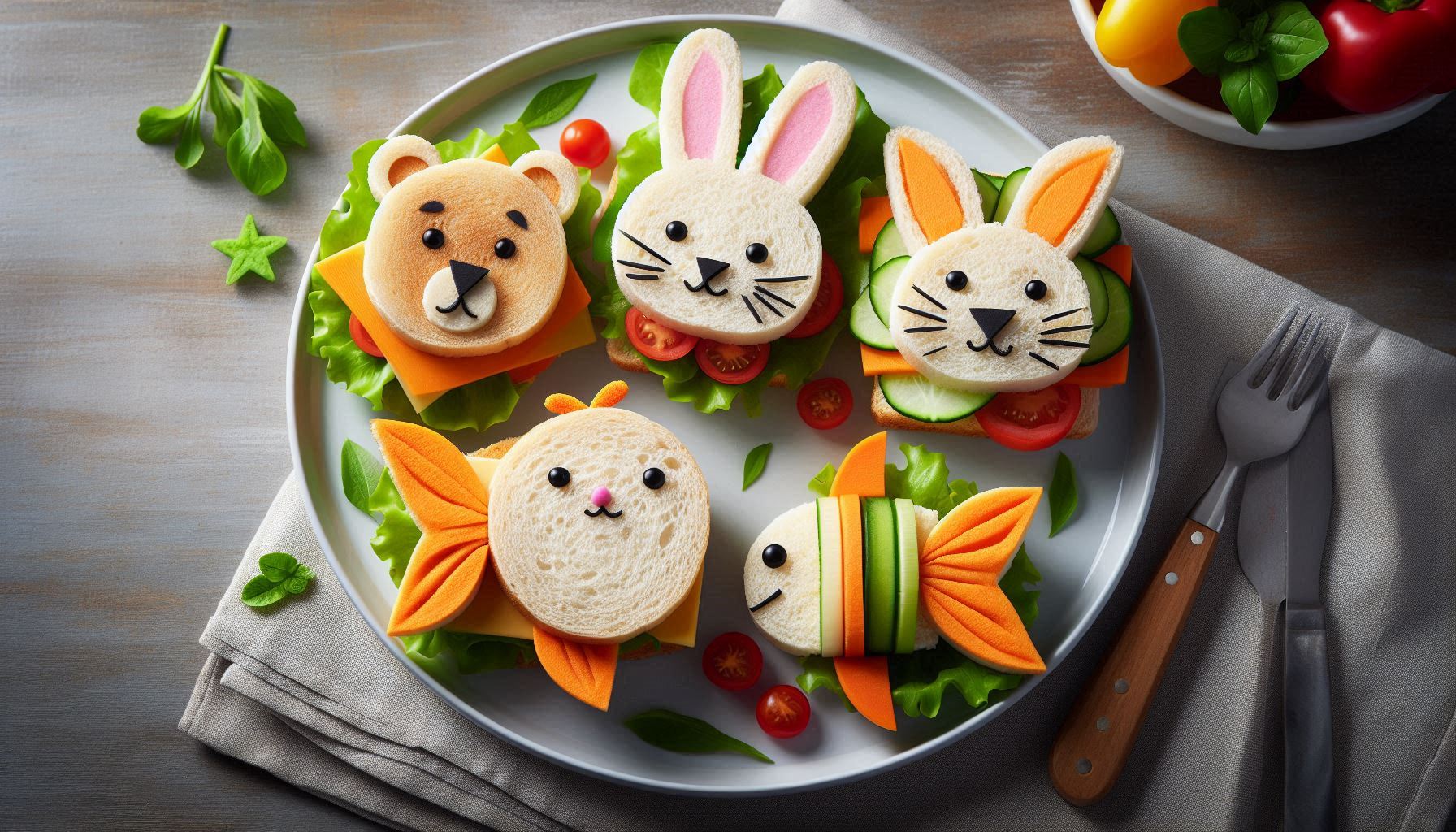 Sandwiches en forma de animales