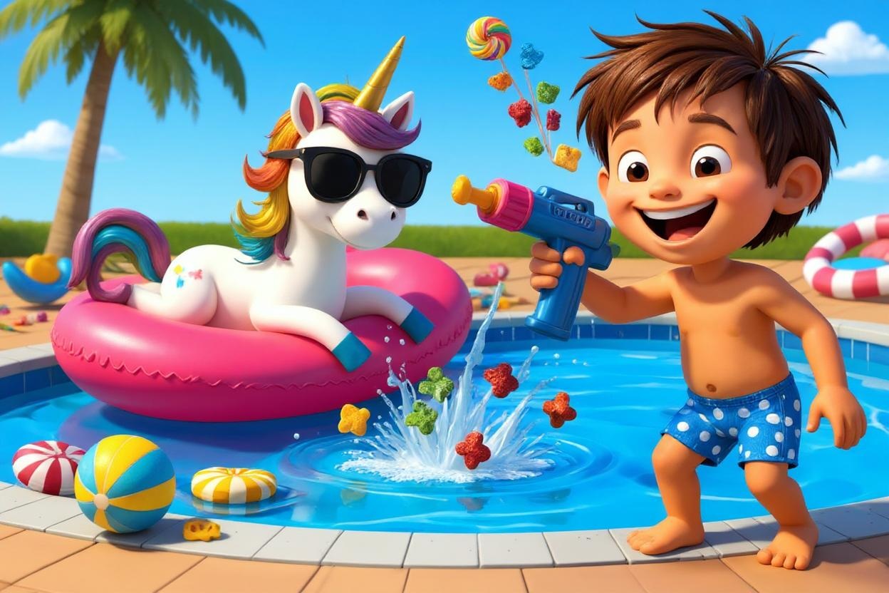El unicornio buceador y la pistola de gominolas